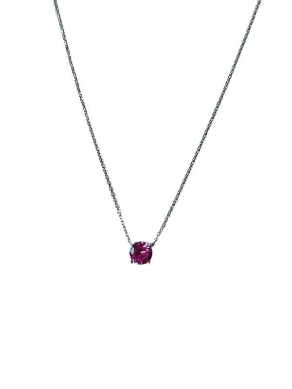 Colar Ponto Topázio Rosa P Prata 925 Ródio