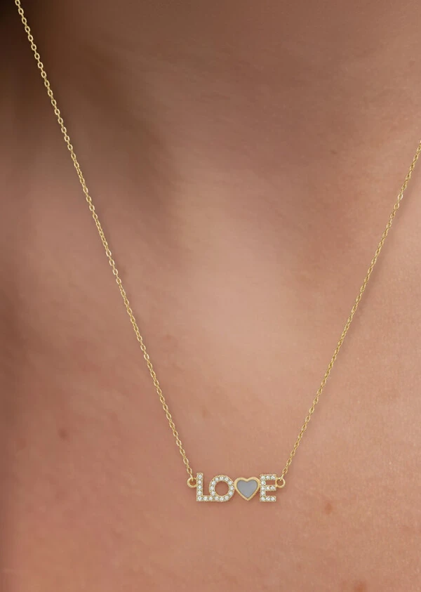 Colar Love Prata 925 Ouro 18 k