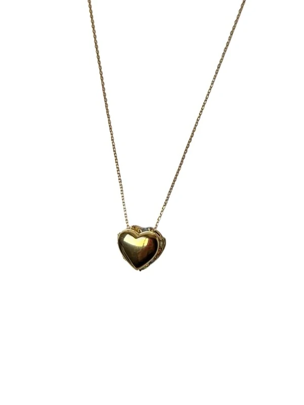 Colar Relicário coração com pedras Prata 925 Ouro 18 k