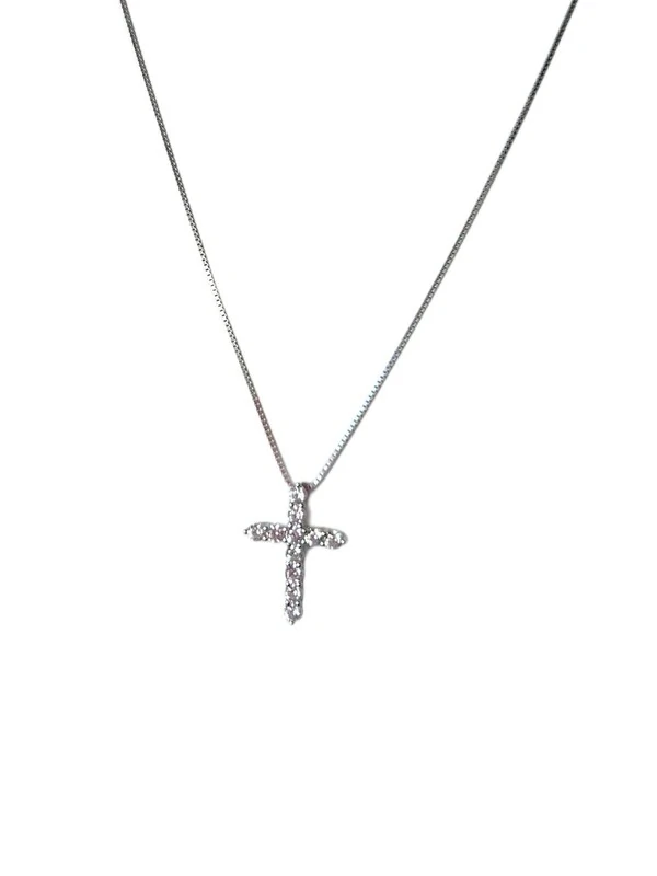 Colar Cruz zircônia Prata 925 Ródio
