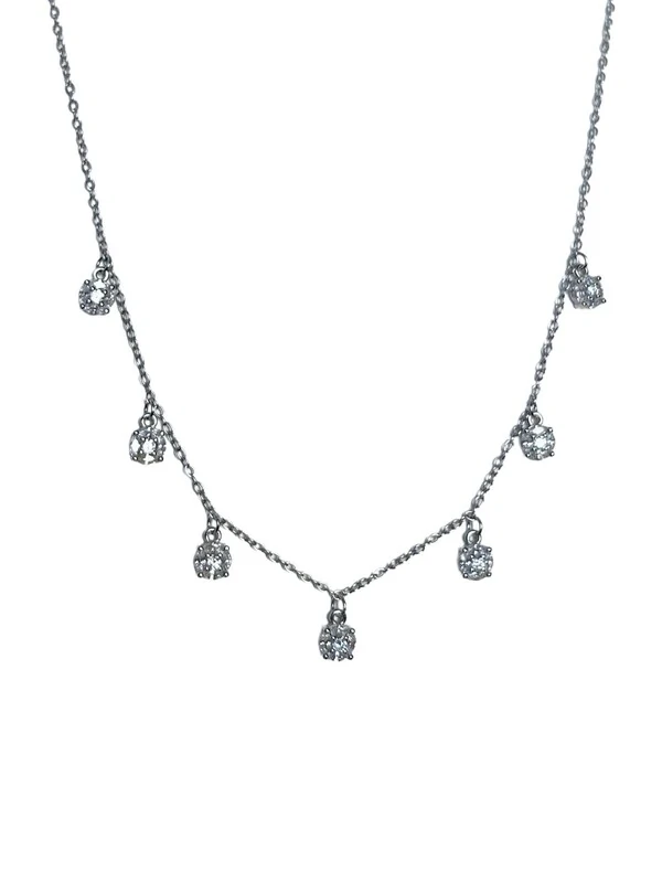 Colar Illusion zircônias penduradas Prata 925 Ródio