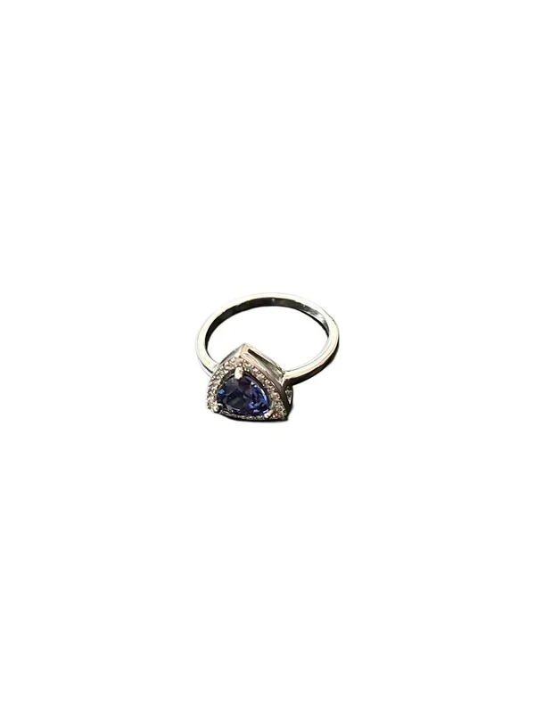 Anel Triangulo tazanita Prata 925 Ródio