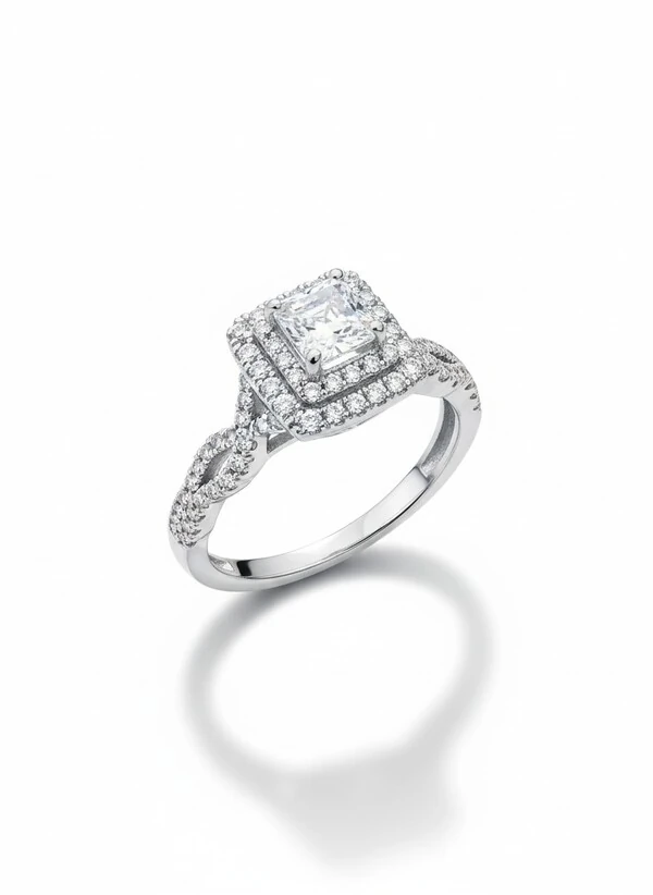 Anel Solitário Quadrado zircônia