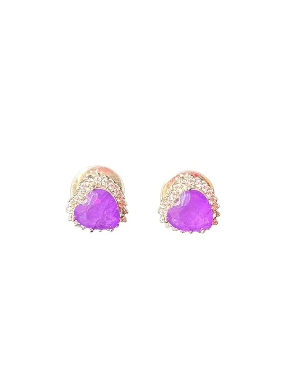 Brinco Coração Rosa Turmalian Fusion Prata 925 Ródio