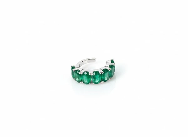 Piercing Esmeralda Oval Prata 925 Ródio