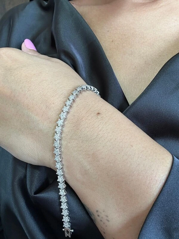 Pulseira Riviera estrela 17 cm Prata 925 com Ródio