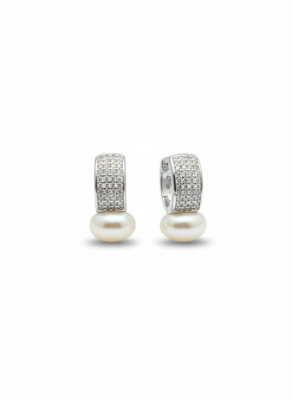 Brinco Argola pérola Prata 925 Ródio
