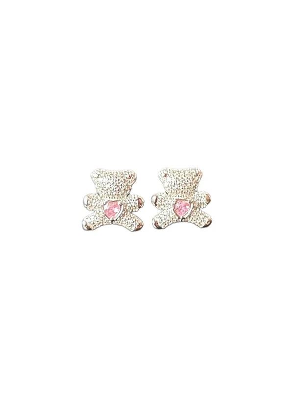 Brinco Urso topázio rosa Prata 925 Ródio