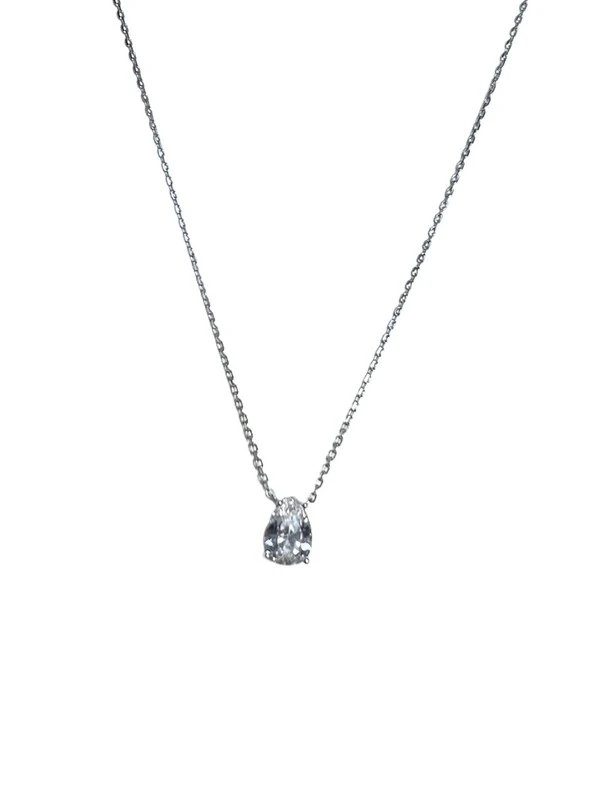 Colar Gota zircônia M Prata 925 Ródio