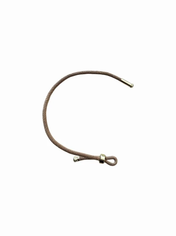 Pulseira Cordão Bege Ponteira Prata 925 Ouro 18k