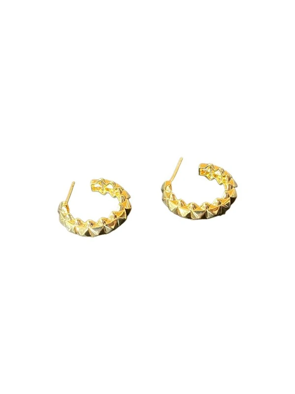 Brinco argola ponta Prata 925 Ouro18k