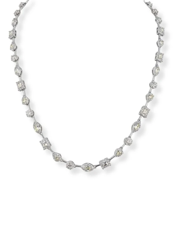 Colar Riviera formas cristal diamond lemon zircônia 42 cm Prata 925 Ródio