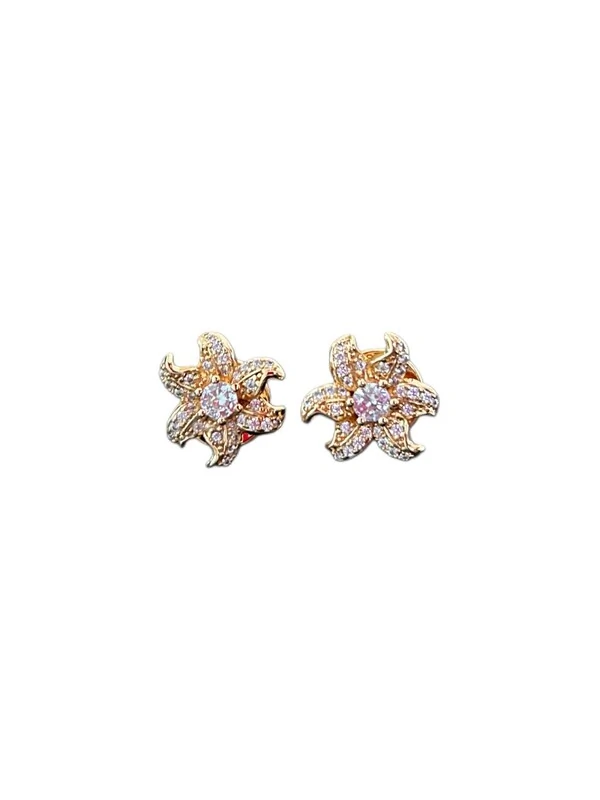 Brinco Estrela Mar Zircônia Prata 925 Ouro 18 K