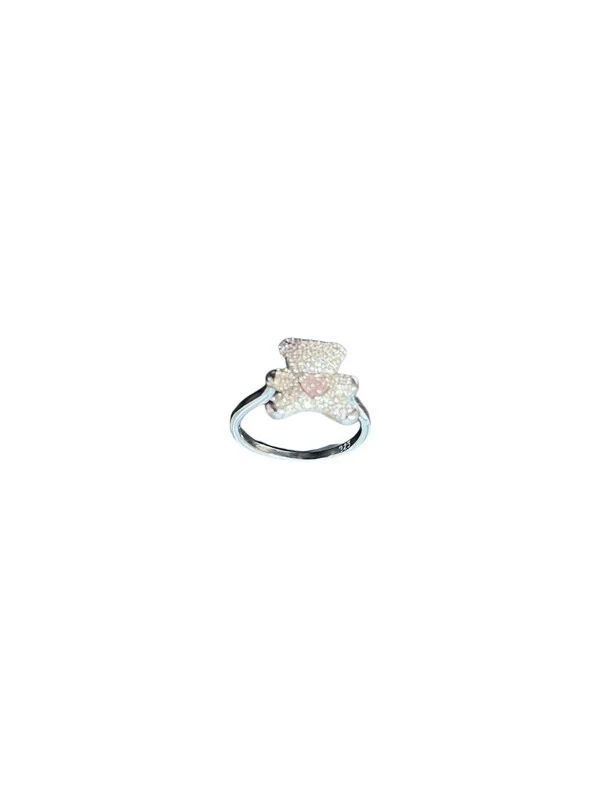 Anel Urso topázio Rosa Prata 925 Ródio