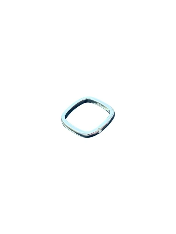 Anel quadrado 1 zircônia Prata 925 Ródio