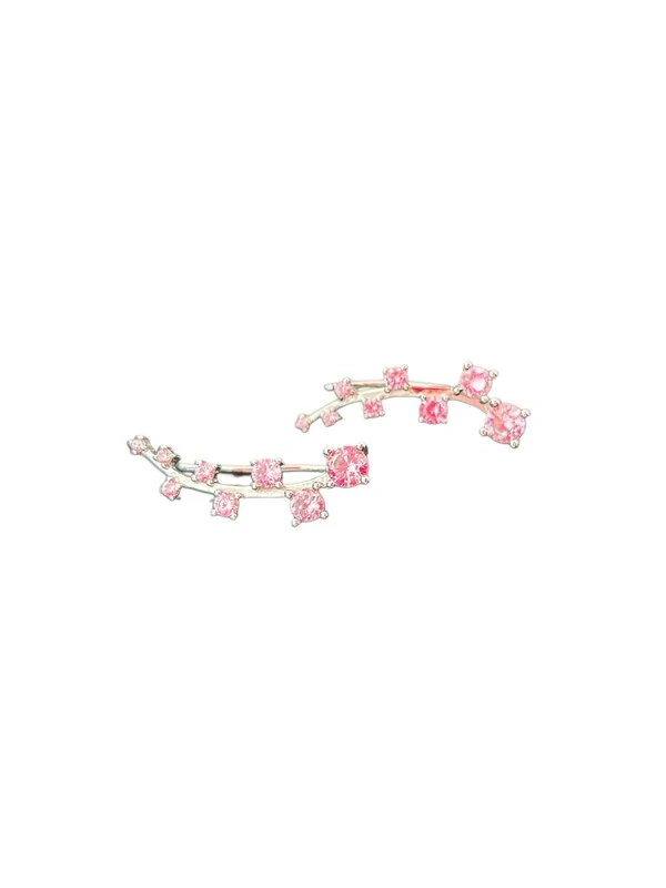 Brinco Ear cuff topázio rosa Prata 925 Ródio