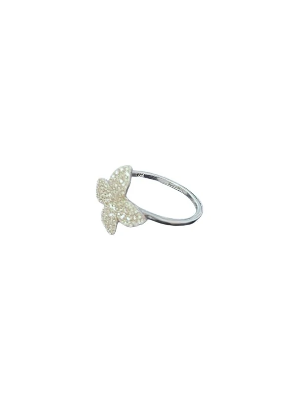 Anel flor Zircônia quatro pétalas M Prata 925 Ródio