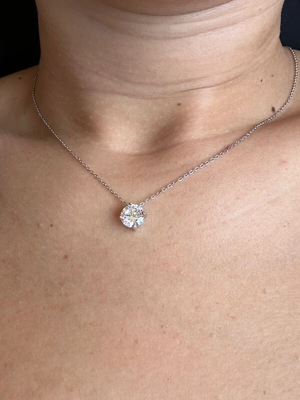 Colar Ponto 8 mm zircônia Prata 925 Ródio