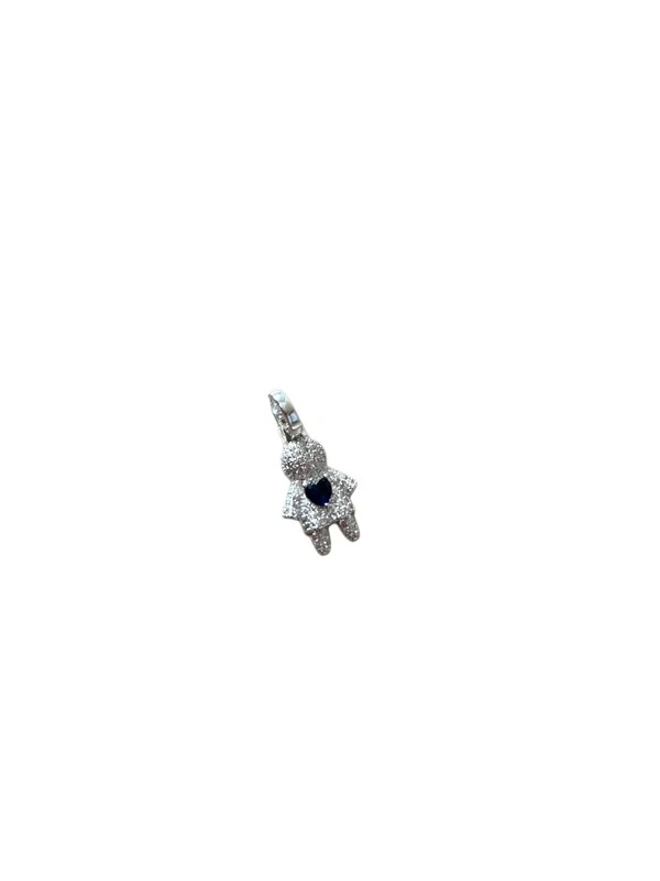 Pingente menino Argola cravejada Safira Azul em Prata 925 Lisa