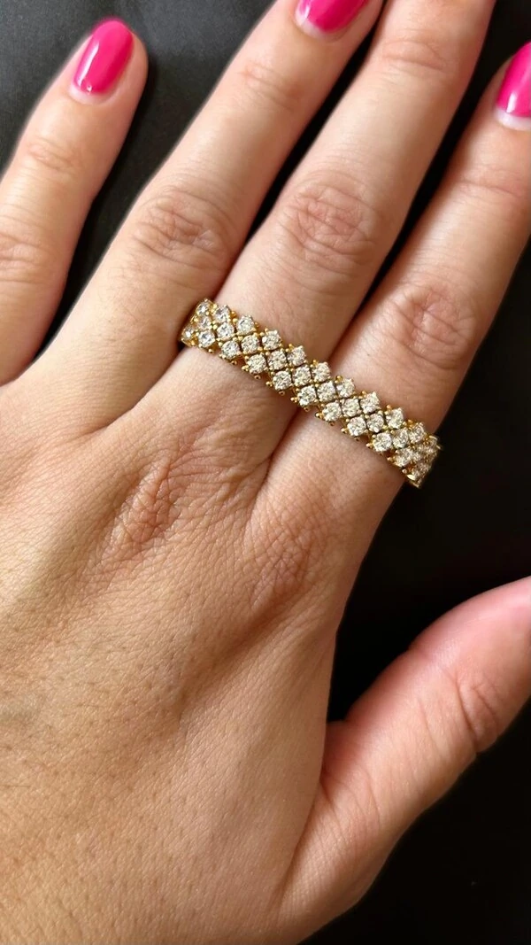 Anel dois dedos zircônia Prata 925 Ouro 18 k