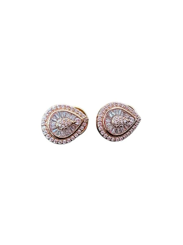 Brinco Gota Baguete Prata 925 Ouro 18 K