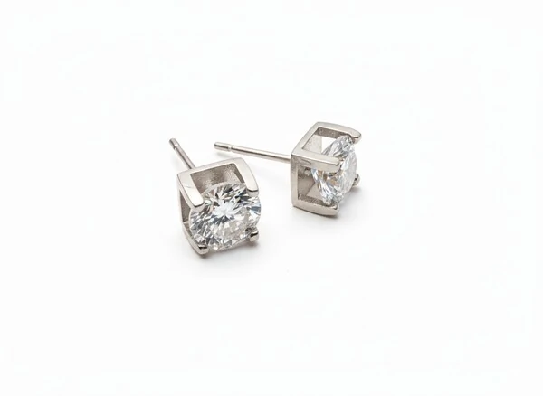 Brinco Solitário cartier zircônia 8 mm quadrada Prata 925 Ródio