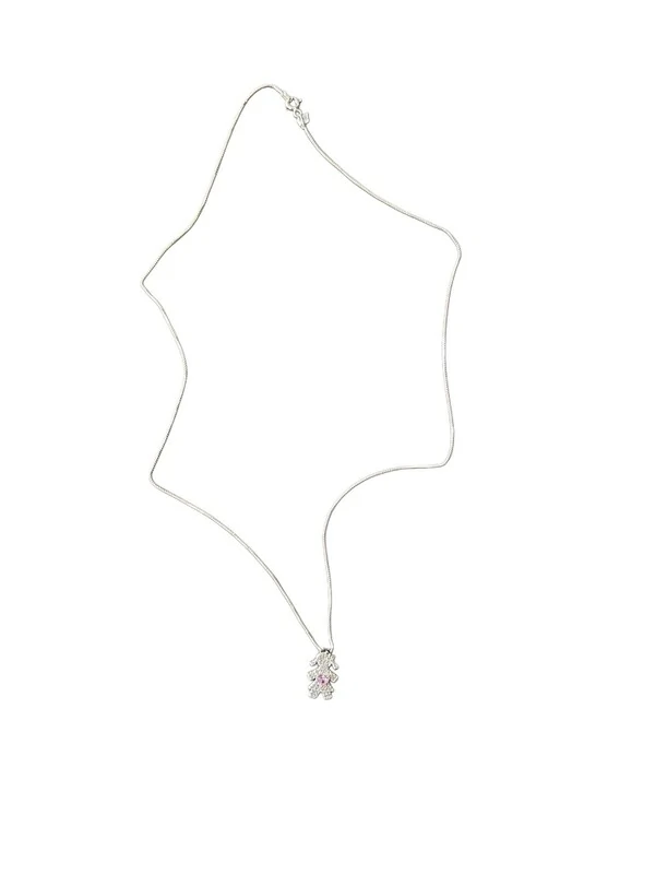 Colar Menina Topázio Rosa Zircônia Prata 925 Lisa
