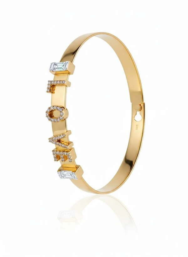 Pulseira Bracelete Love zircônia Prata 925 Ouro 18 k