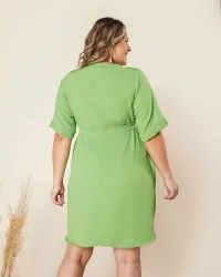 Vestido Plus Size Chemise Em Viscose Com Manga 3/4