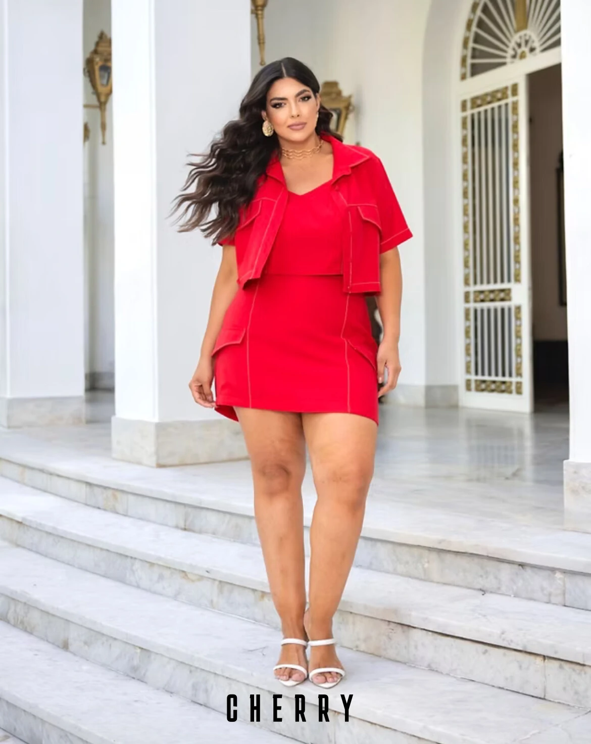 FotoTRIJUNTO CAMISA TOP E SAIA SHORTS PESPONTADO DIVAS VOGA