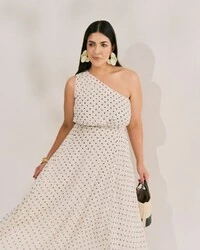 VESTIDO MIDI DE POA QUEBELA