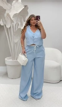 CALÇA ALFAIATARIA COM COS BICOLOR DIVAS VOGA