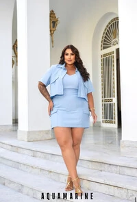 TRIJUNTO CAMISA TOP E SAIA SHORTS PESPONTADO DIVAS VOGA