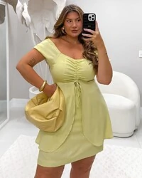 COJUNTO BLUSA ALONGADA E SAIA SHORTS FLORATTA MILANJUS