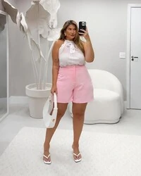 BLUSA POÁ GOLA ALTA ROSA MILLIOSSI