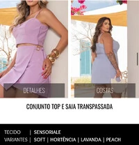 CONJUNTO TOP E SAIA TRANSPASSADO DIVAS VOGA