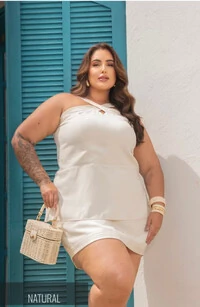 CONJUNTO BLUSA E SAIA PESPONTADO DIVAA VOGA
