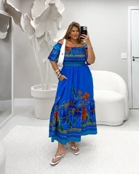 VESTIDO FLORAL MANGA BRU