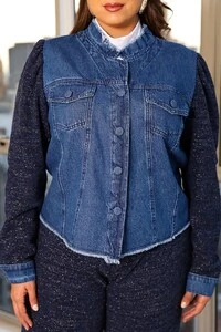 JAQUETA JEANS COM TRICOT KATHA