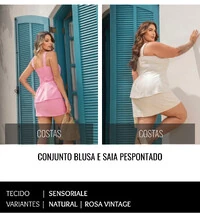CONJUNTO BLUSA E SAIA PESPONTADO DIVAA VOGA