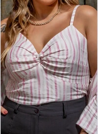 CAMISA E CROPPED LISTRADA MARIA FRANCIA