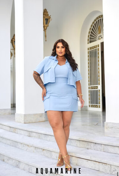 FotoTRIJUNTO CAMISA TOP E SAIA SHORTS PESPONTADO DIVAS VOGA