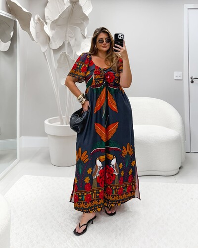 Foto VESTIDO FLORAL MANGA BRU