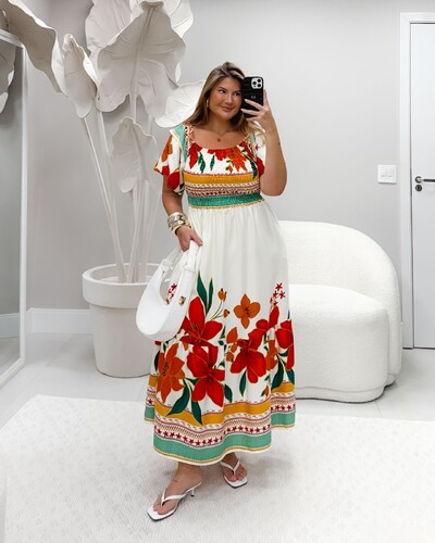 Foto VESTIDO FLORAL MANGA BRU