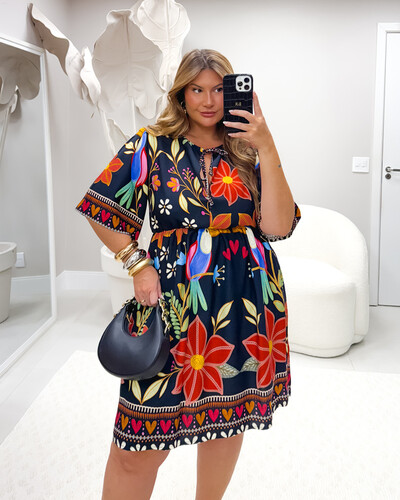 FotoVESTIDO CURTO COM AMARRAÇÃO LIBERTY