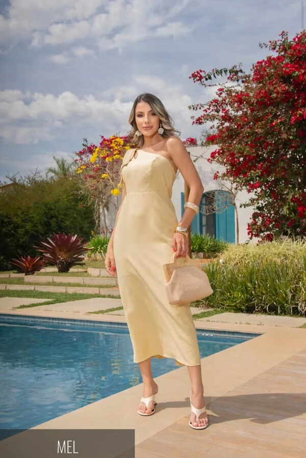 VESTIDO OMBRO ÚNICO DIVAS VOGA
