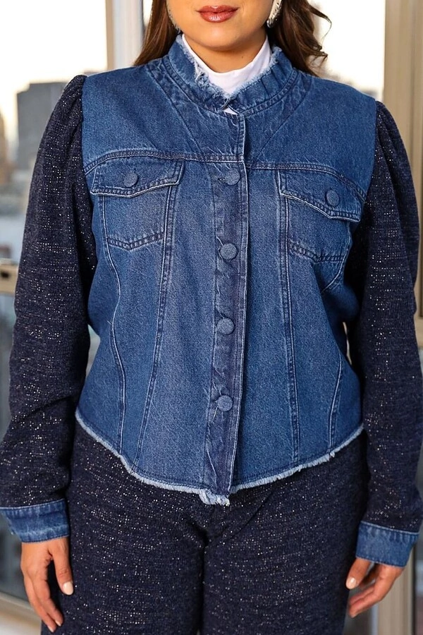 JAQUETA JEANS COM TRICOT KATHA