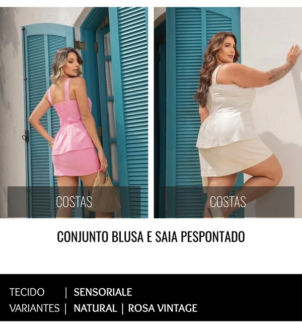 CONJUNTO BLUSA E SAIA PESPONTADO DIVAA VOGA