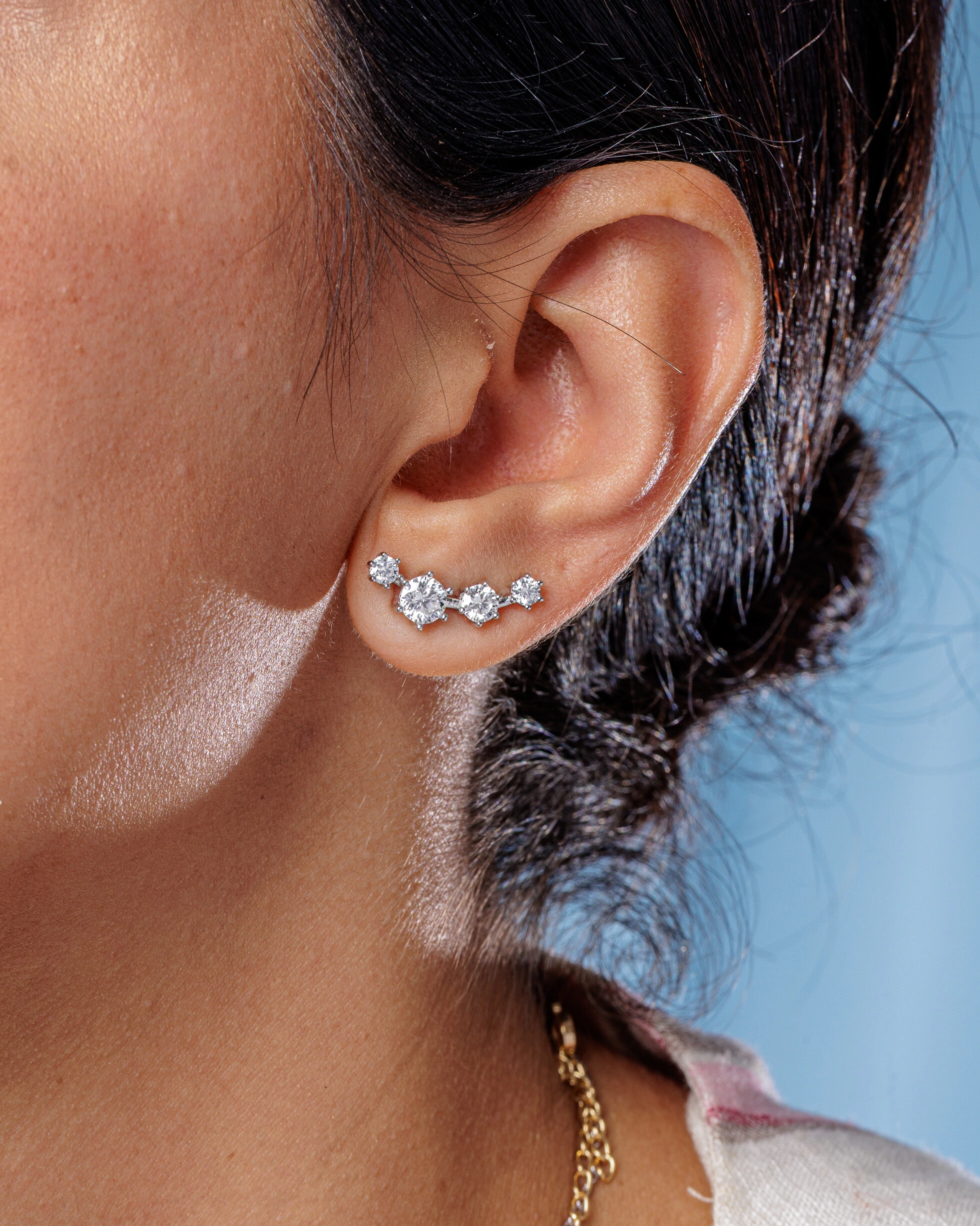 FotoBrinco Ear Cuff Fox Moissanite - 0.5ct - Prata 925