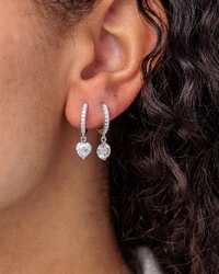 Brinco Argola Cristalle Coração Moissanite - 6 mm - 1.76ct - Prata 925